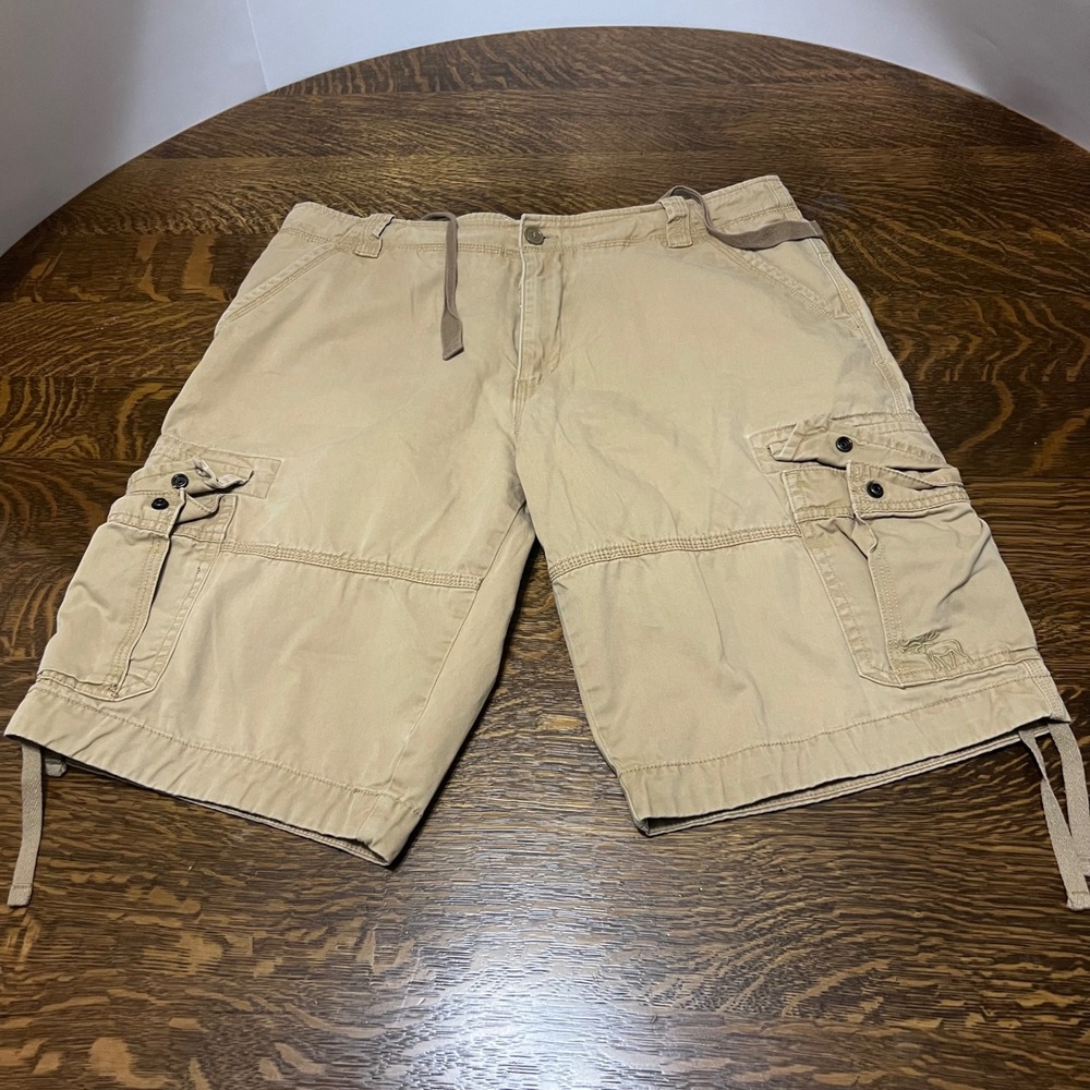 Abercrombie & Fitch Cargo Shorts Mens 38 Tan Classic Fit Cotton Multi Pocket